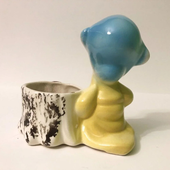 Vintage Dopey Flower Planter Figurine Snow White Seven Dwarfs Hairline Crack - Picture 2 of 16